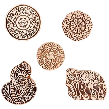 Set of 5 Piece New Mix Wooden Printing Block